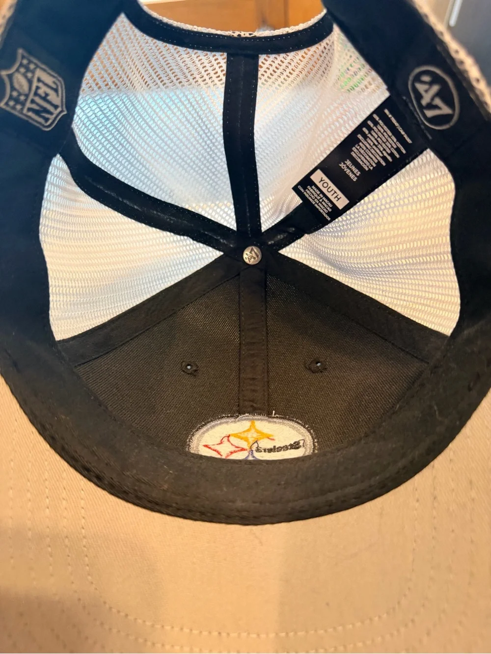NFL Pittsburgh Steelers Black and White Trucker Hat with Team Logo